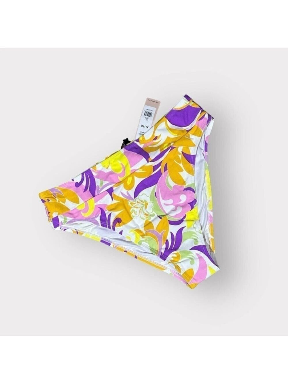 P121 BCBG NEW XL High Waisted Swim Bikini Bottoms Bright Floral Print Auction
